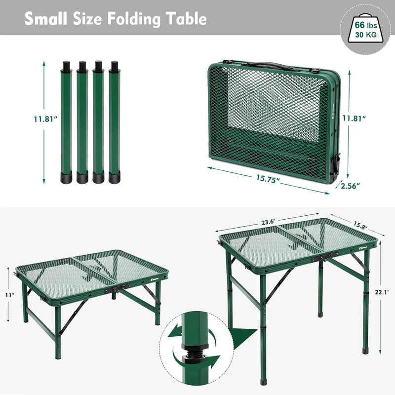 Small Folding Table, Easy for Storage, Compact and Portable Picnic Table for Grill, Outdoor Camping, Garden, Patio, Dining, BBQ, Party, Market, 2Ft (Small, Green) by GreenHaven Gardens