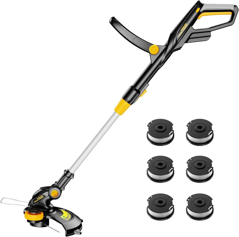 Cordless String Trimmer Compatible with Dewalt 20V Battery, 12-Inch Weed Wacker Cordless Auto Line Feed,Electric Weed Eater Battery Powered Grass Trimmer w/6 Line Spools(Tool Only) by GreenHaven Gardens