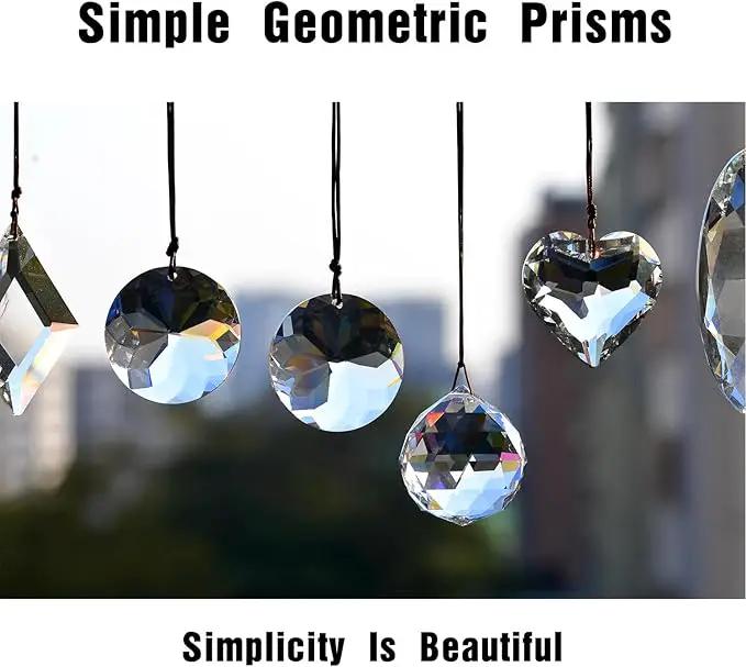 2PCS 5" Circle Crystal Sun Catcher Prisms, STINO Hanging Suncatchers with Glass Prism, Rainbow Maker for Windows, Balcony, Kitchen, Garden Decoration (1, Circle Clear 2Pcs) by GreenHaven Gardens