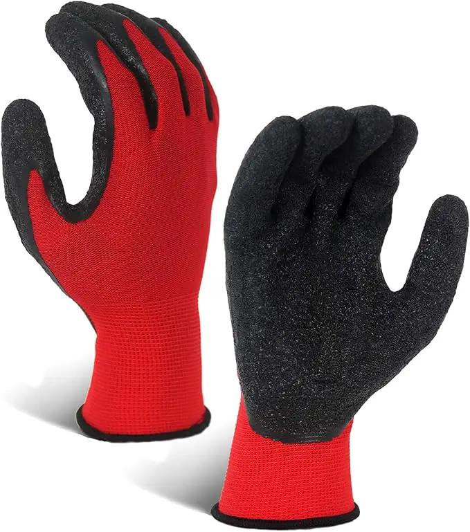 Evridwear Crinkle Latex Rubber Hand Coated Safety Work Gloves for Men Women General Multi Use Construction Warehouse Gardening Assembly Landscaping (L-Size) 12 Pairs Pack by GreenHaven Gardens