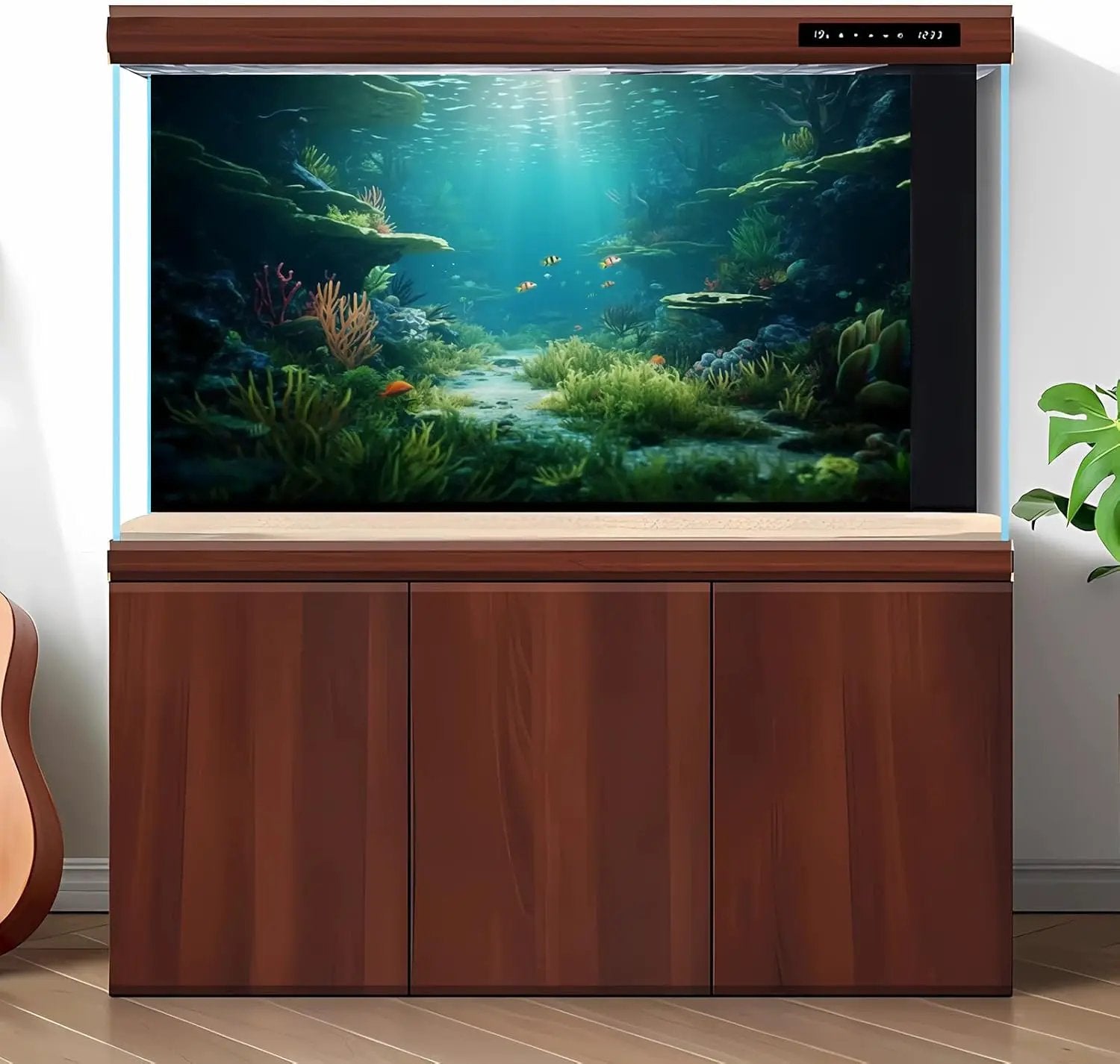 Ocean Floor Fish Tank Background Under The Sea Coral Reef Aquarium Background Underwater Aquatic Plants Corals Rock Cave Terrarium Backgrounds Tropical Fish Ocean Aquarium Backgrounds Decors 72x18in by GreenHaven Gardens