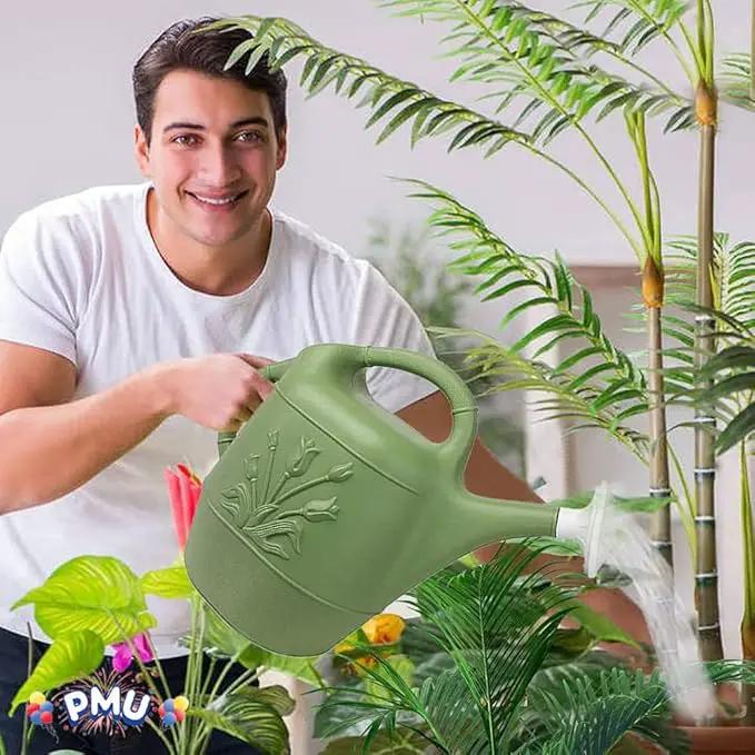 PMU 2 Gallon Watering Can - Garden Watering Can for Indoor & Outdoor Plants - Plastic Water Can with Detachable Sprinkler Head - Large Water Pot, Made in USA - Sage Green Pkg/6 by GreenHaven Gardens