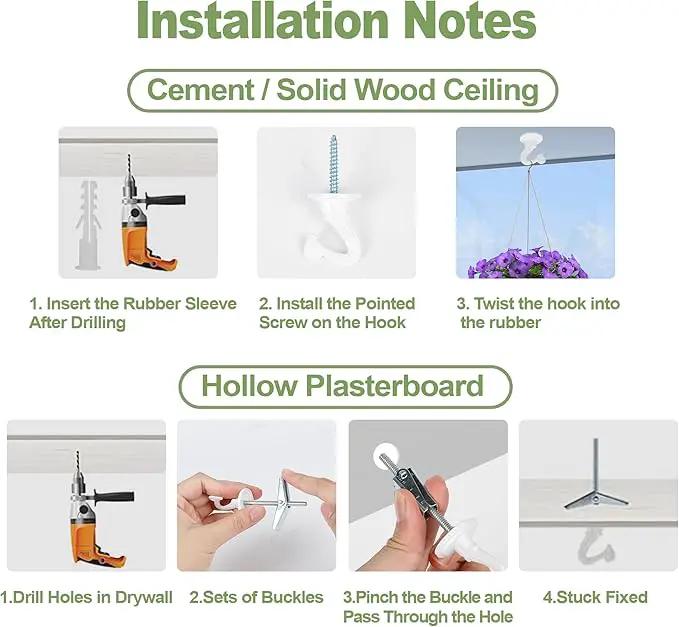 6 pcs Ceiling Hooks for Hanging Plants,Hanging Hanging Lights Metal Small Hooks,Indoor Outdoor Wall Heavy Duty Plant Hanger Swag Hook by GreenHaven Gardens