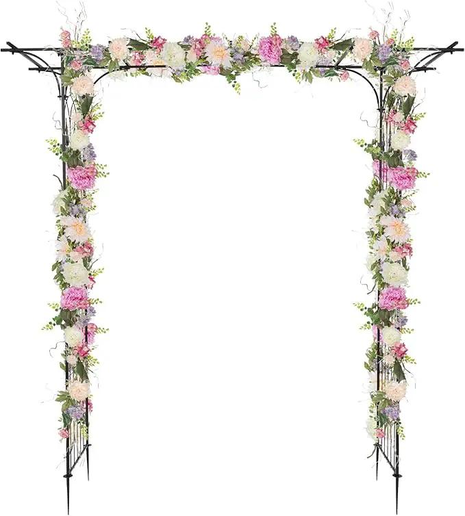 VINGLI Garden Arbor, Arch Archway for Wedding Ceremony Party, Steel Garden Trellis for Plant Climbing, Christmas Decorations Pergola for Backyard, Lawn (Black) by GreenHaven Gardens