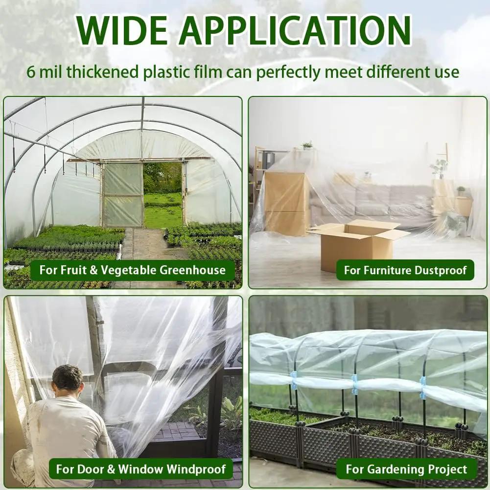 6 mil Greenhouse Plastic Film Sheeting Cover 8 x 26 Ft UV Resistant Clear Polyethylene Film Green House Hoop Farm Plastic Cover for Gardening, Farming, Agriculture by GreenHaven Gardens