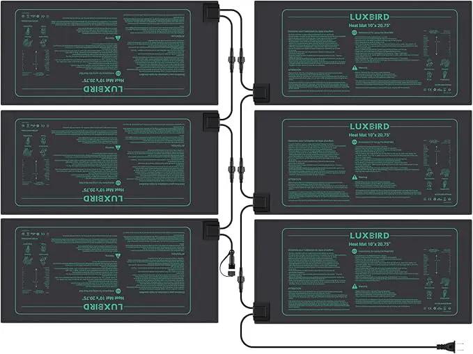 LUXBIRD 6 Pack Daisy Chain Seedling Heat Mats for Indoor Plants, Greenhouses, Germination, Hydroponic Garden, IP67 Waterproof Durable (LB-HMDC-06) by GreenHaven Gardens