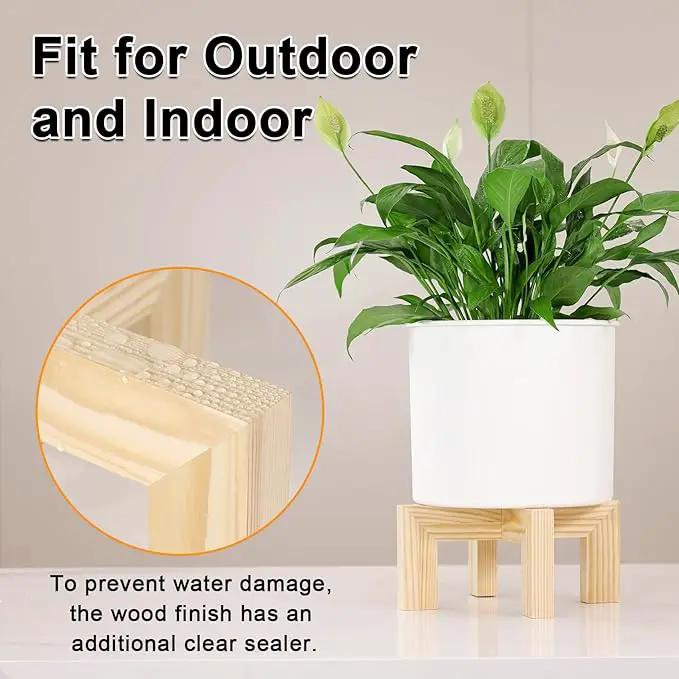 Plant Stand, Indoor/Outdoor Wood Plant Holder, Single Flower Pot Stand, Sturdy Planter Stand, Fit 5-15 Inch Pots by GreenHaven Gardens