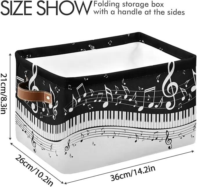 Black White Music Rectangular Storage Basket Organizer Bin Shelf Baskets For Clothes Gifts For Home Office Dorm by GreenHaven Gardens