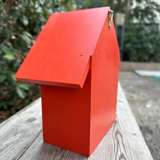 Mason Bee Houses Outdoor Wooden Bee Hotel for Garden and Yard Hand-Made Bamboo Bee Hive for Bees Butterflies and Ladybugs, Medium Size 8"x7.5"x5", Red by GreenHaven Gardens