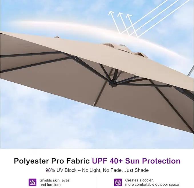 PURPLE LEAF 9' X 12' Left-right Tilting Outdoor Patio Umbrella Swivel Offset Cantilever Heavy Duty Rectangle Aluminum Umbrella with UV Resistant for Deck Pool Patio Backyard, Sand Dune by GreenHaven Gardens