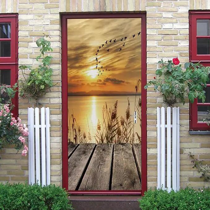 3D Door Stickers Murals - Peel & Stick Wallpaper - Self-Adhesive Decals - Removable PVC - Waterproof - Bedroom & Living Room - 34.6" x 78.7" by GreenHaven Gardens