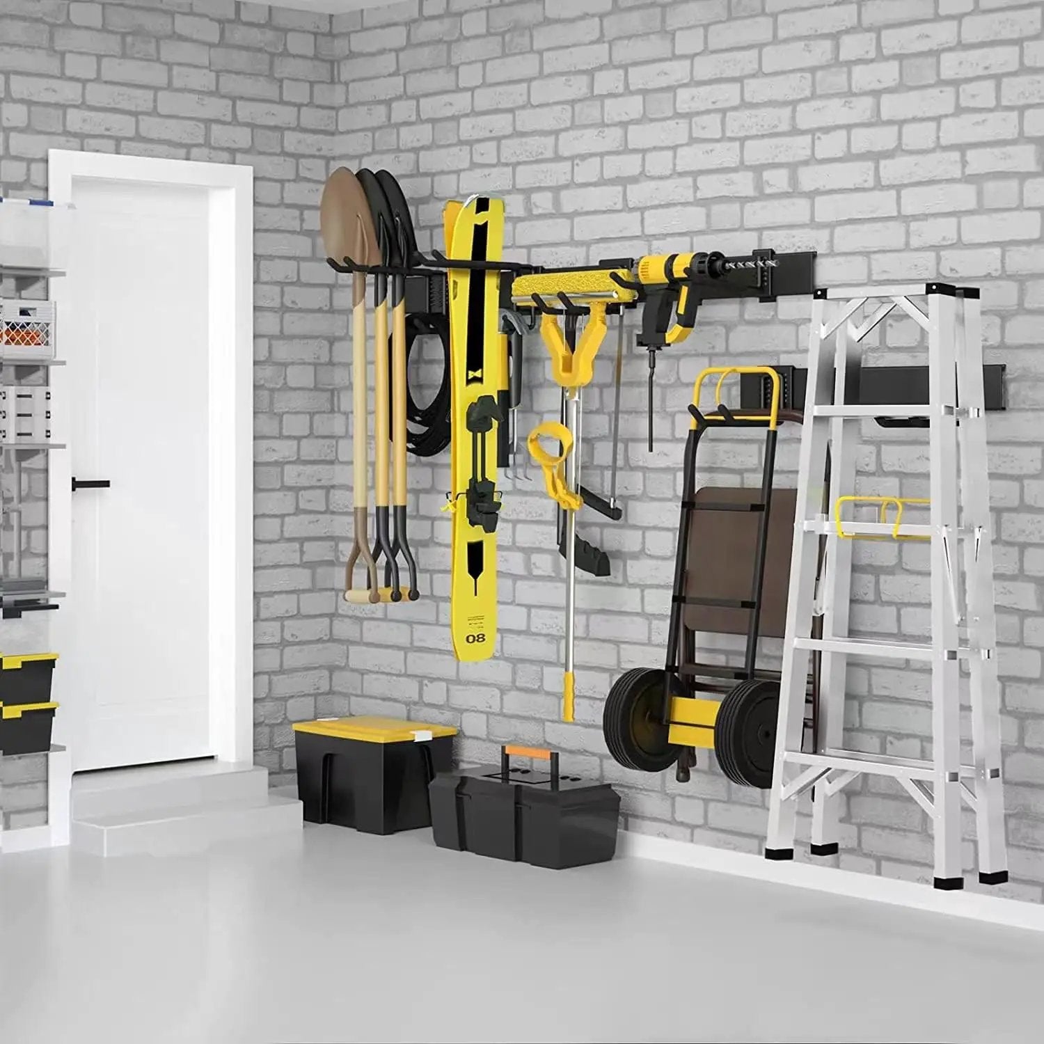 Garage Tool Organizer Wall Mount 13 PCS, Yard Garden Tool Organizer, Adjustable Tool Storage Rack with 8 Heavy Duty Hooks, Max Load 500lbs Garage Organization by GreenHaven Gardens