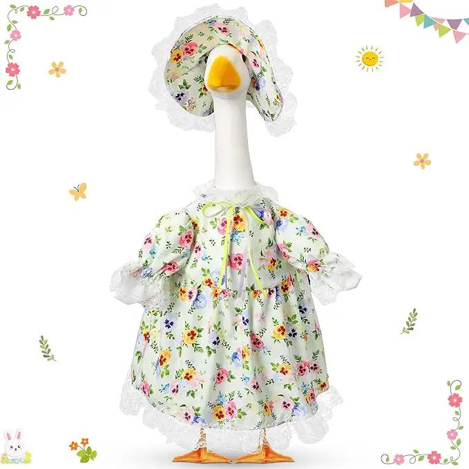 Spring Floral Goose Outfit Lawn Porch Goose Clothes 23" Lolita Spring Outdoor Patio Yard Lawn Art Decoration by GreenHaven Gardens