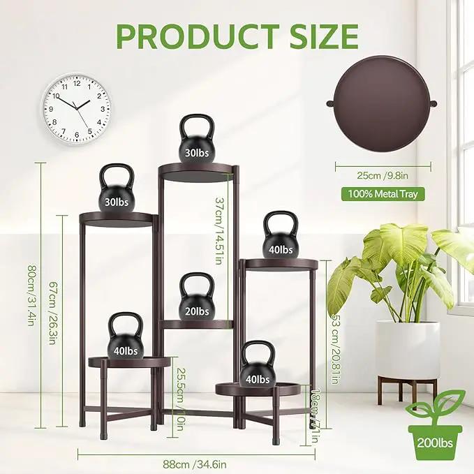 iDavosic.ly 6 Tier Large Plant Stand Indoor, 10 Inch Wide Tall Corner Metal Plant Stands Outdoor for Multiple Plants, Folding Tiered Flower Display Holder Rack Shelf, Violet Bronze by GreenHaven Gardens