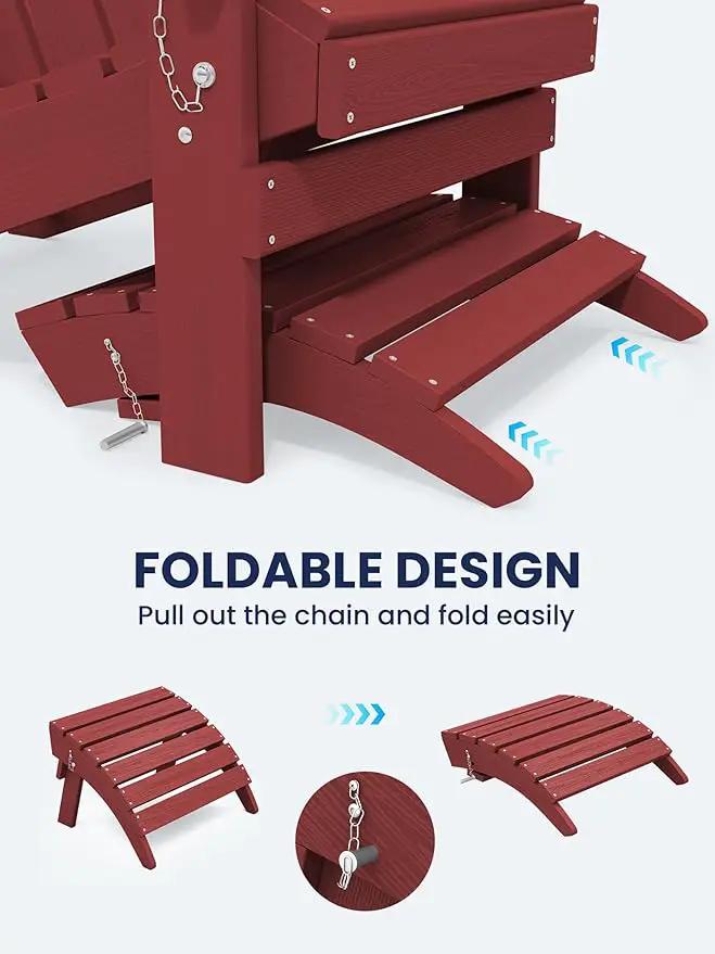 KINGYES Folding Adirondack Ottoman for Adirondack Chair, Red by GreenHaven Gardens