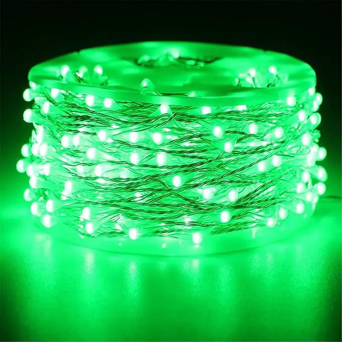 RUICHEN Green Dimmable Fairy Lights Plug in, Super Long 165 Ft 500 LED Twinkle String Lights with Remote, Waterproof Silver Wire Firefly Lights for Christmas Wedding Party Bedroom Patio Garden by GreenHaven Gardens