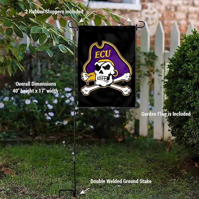 College Flags & Banners Co. East Carolina Pirates Garden Flag with Pole Stand Holder by GreenHaven Gardens