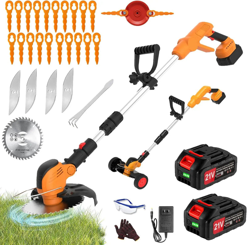 Electric Weed Wacker Eater Cordless String Trimmer Battery Powered, 21V/4000mAh Grass Trimmer Battery Operated Brush Cutter, 3 in 1 Lightweight Weed Trimmer/Lawn Edger/Trimmer Edger for Yard Garden by GreenHaven Gardens