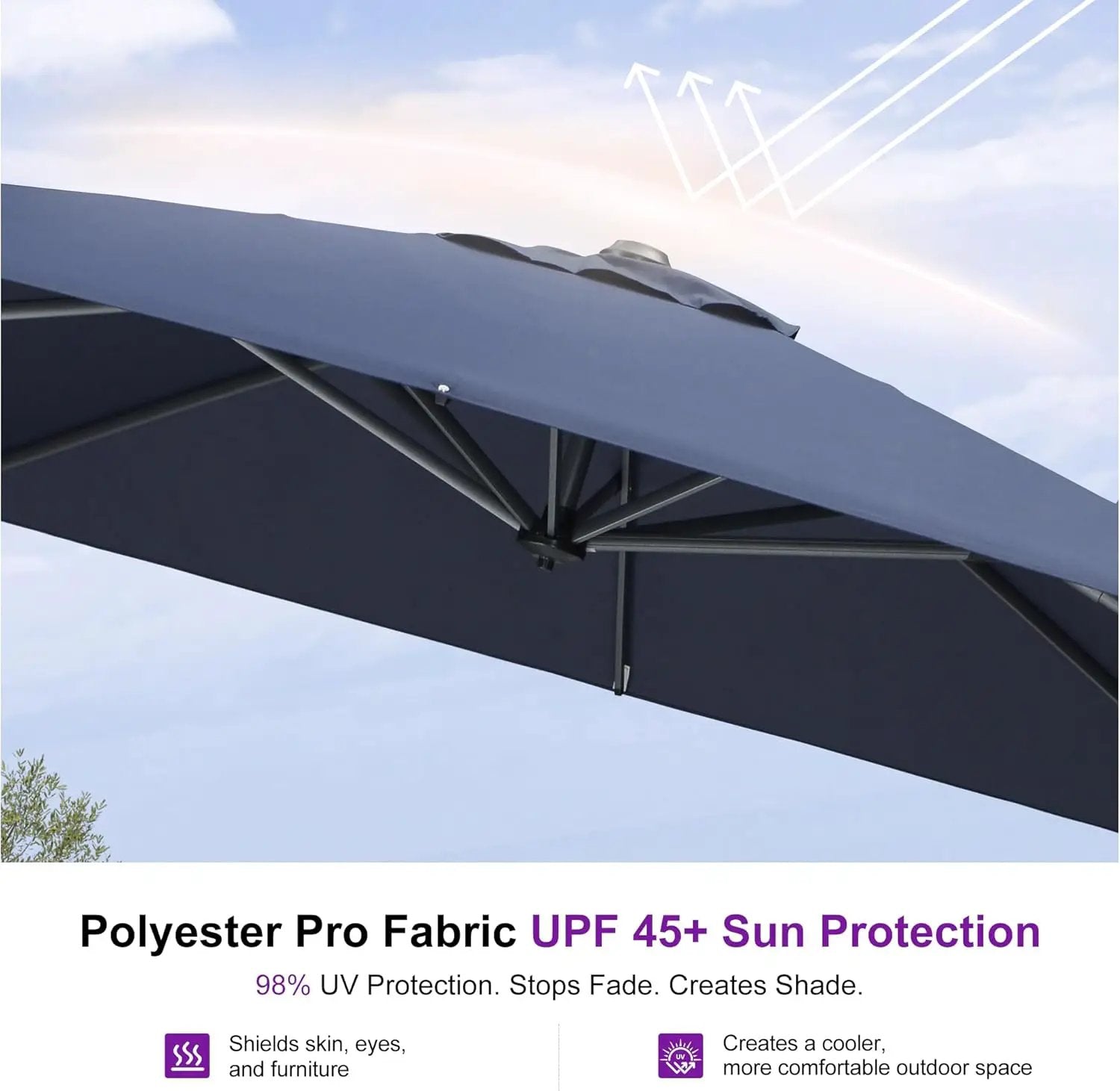 PURPLE LEAF 8 Feet Patio Umbrella Outdoor Cantilever Square Umbrella Aluminum Offset Umbrella with 360-degree Rotation for Garden Deck Pool Patio, Navy Blue by GreenHaven Gardens