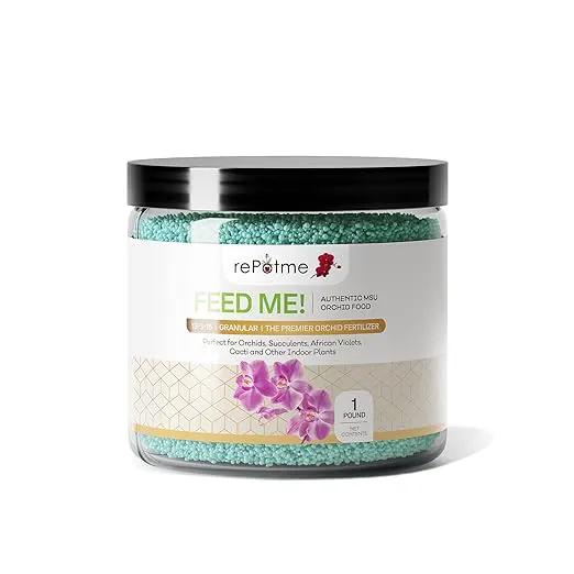 rePotme Orchid Fertilizer - Feed ME! MSU Orchid Food - RO/Rain/Tap Water - 16 oz Jar by GreenHaven Gardens