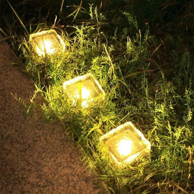 Solar Outdoor Ice Cube Lights for Garden Decoration, 2.8 ”x 2.8” Frosted Acrylic Brick Waterproof Solar Landscape Lights for Tabletop Yard Patio Pathway Decor (Warm White) (8 Pieces) by GreenHaven Gardens