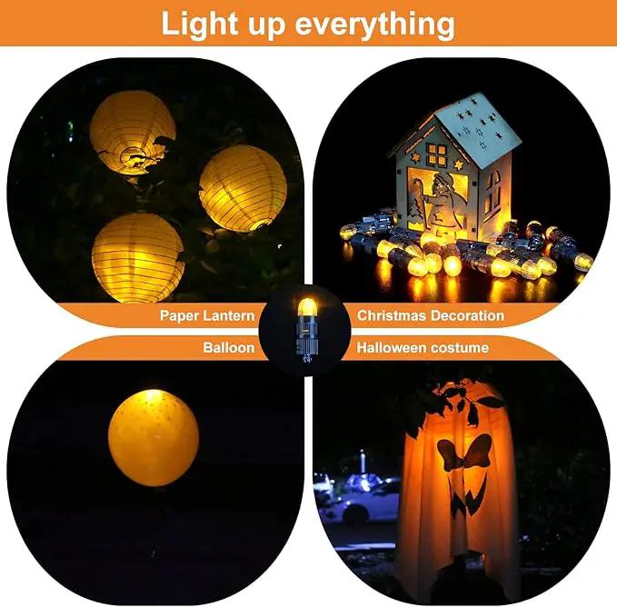 SumDirect Pack of 12 LED Mini Non-Blinking Lights for Paper Lanterns Balloons Floral Wedding Halloween Christmas Party Decoration Centerpieces (12, Orange Yellow) by GreenHaven Gardens