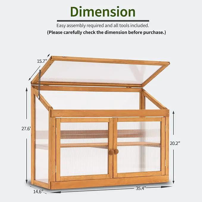 MCombo 2-Tier Wooden Cold Frame Garden Greenhouse Raised Flower Planter Shelf Bed Protection 6057-0160 (Orange) by GreenHaven Gardens