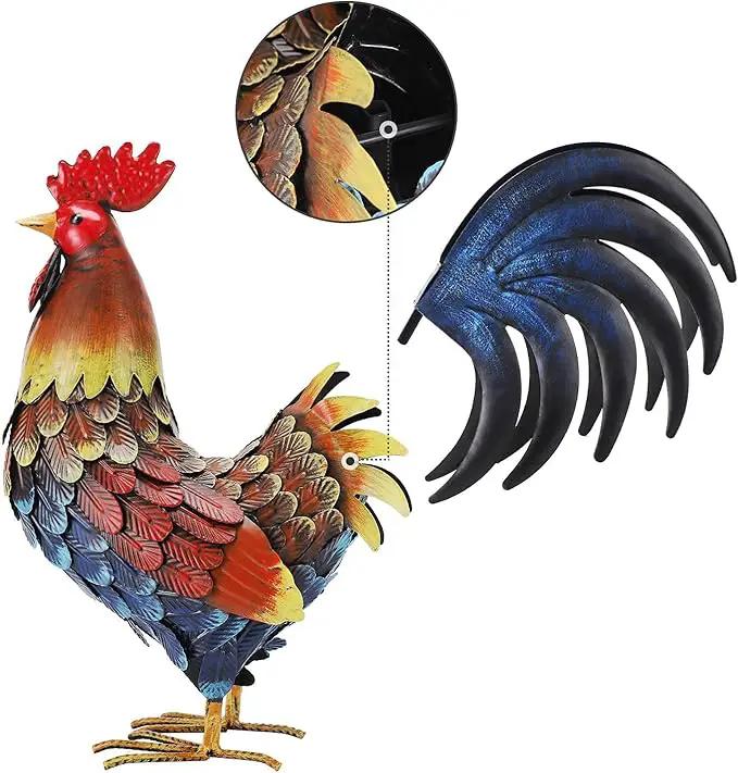 chisheen Rooster Decor Garden Statue Metal Chicken Yard Art Sculpture Outdoor Figurines by GreenHaven Gardens