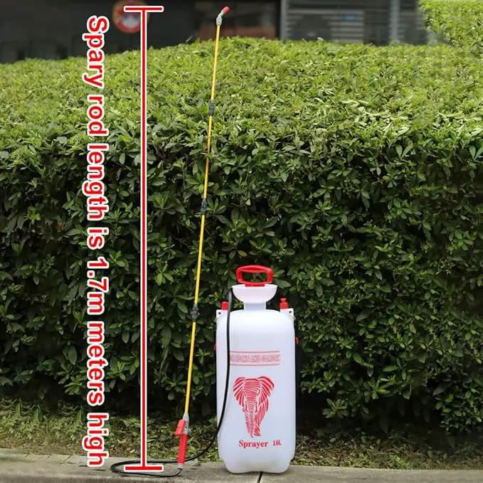 CLICIC 4 Gallon (16L) Lawn and Garden Portable Sprayer Pump Pressure Sprayer with Four Spray Poles Totaling 52 inches in Length by GreenHaven Gardens