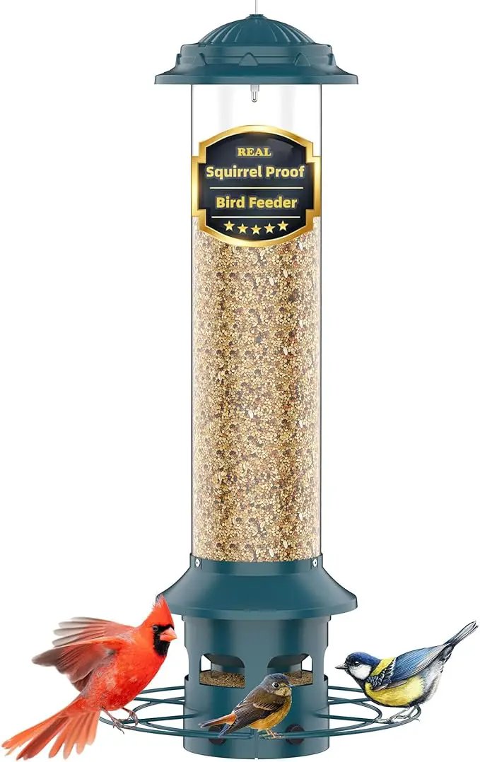 Bird Feeder,Metal Squirrel Proof Bird Feeders for Outdoors Hanging 4.0 LB Capacity,Easily Beat Squirrels,Attracting Finch,Cardinal,Chickadee by GreenHaven Gardens