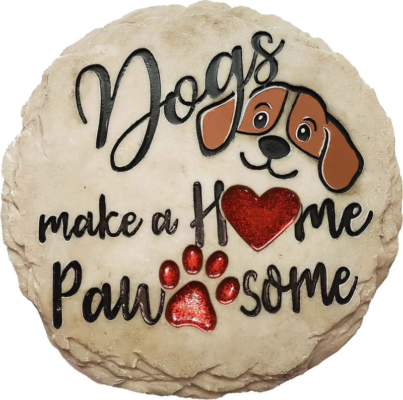 Spoontiques - Garden Décor - Dogs Make a Home Pawsome Stepping Stone - Decorative Stone for Garden by GreenHaven Gardens
