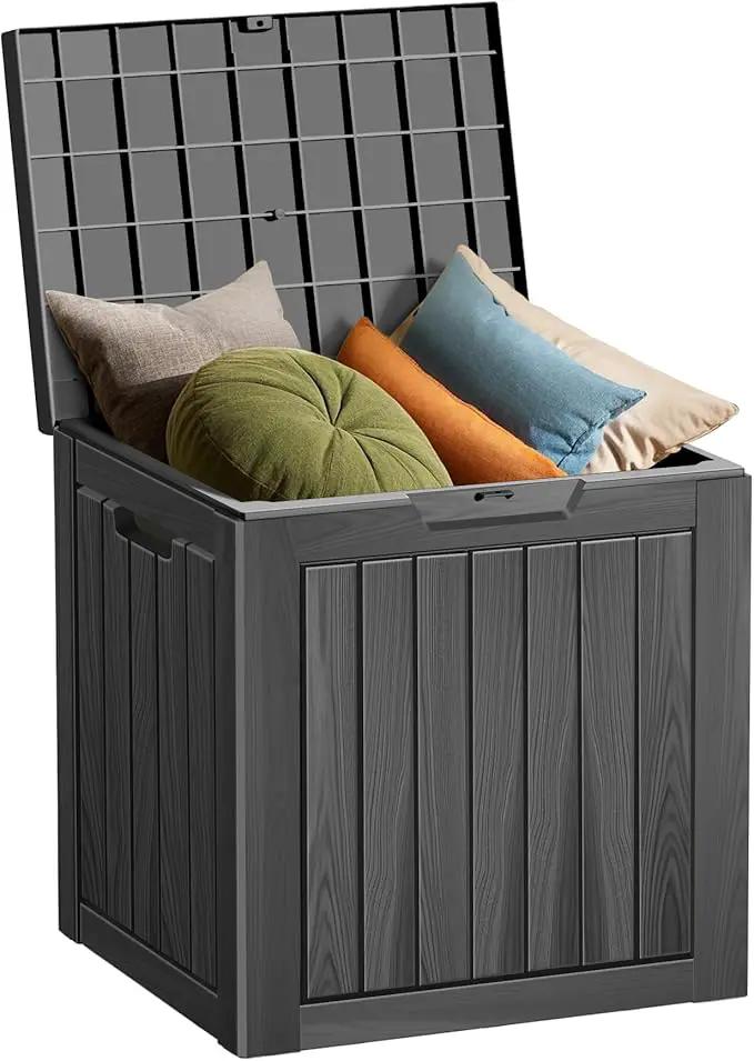 35 Gallon Outdoor Storage Box Waterproof Lockable Resin Deck Box Large, Patio Storage Bin for Pool Accessories Cushion Furniture, Garden Tools, UV-Resistant Outside Delivery Black by GreenHaven Gardens