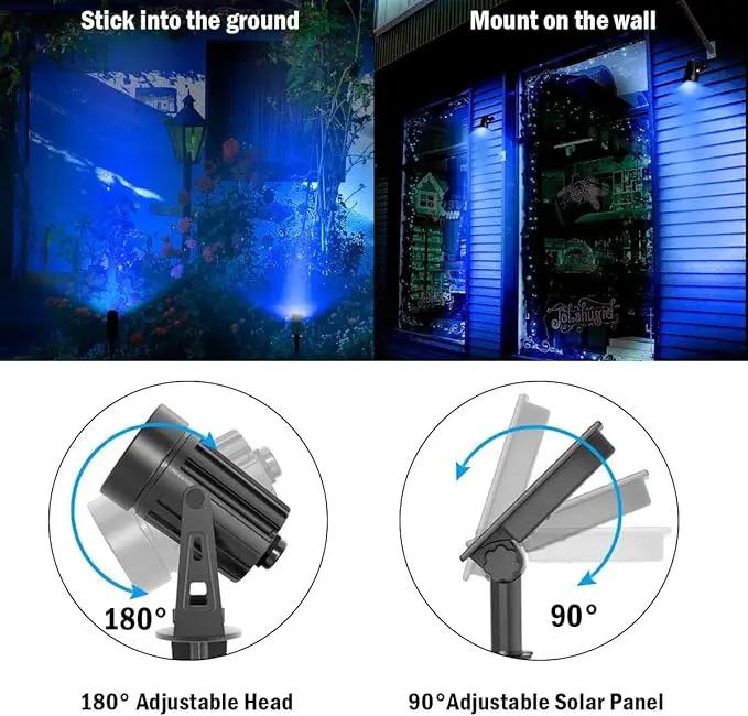 T-SUNUS 2 Pack Solar Landscape Spotlights Blue, Solar Garden Spot Light IP65 Waterproof 9.8ft Cable, 2000mAh Separated Solar Panel, Auto On/Off for Garden Driveway Pathway Pool Area by GreenHaven Gardens