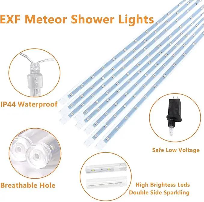 EXF 2-Pack Christmas Decorations Light Outdoor, Meteor Shower Lights 16 Tubes 384 LEDs Indoor Outdoor Rain Drop String Lights for Xmas Tree Roof (Blue) by GreenHaven Gardens