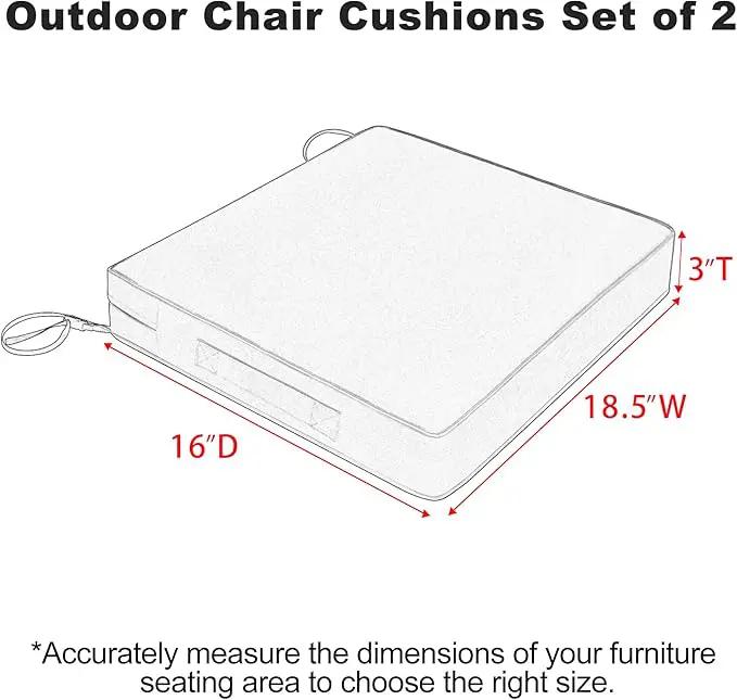Favoyard Patio Chair Cushions 18.5 x 16 x 3 Inch Waterproof Outdoor Seat Cushions for Patio Furniture 3-Year Color Fastness Garden Sofa Couch Pads with Handle & Adjustable Straps Set of 2, Blue by GreenHaven Gardens