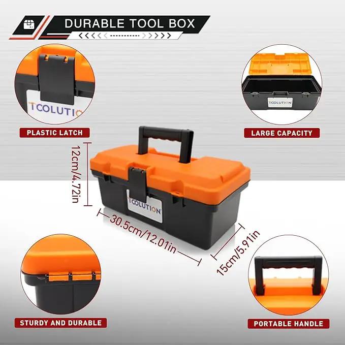 Garden Tool Set with Tool Box 4 Piece Heavy Duty Gardening Tools Kit with Hoe Rake Shovel Fork Non Slip Handle Garden Hand Tools for Digging Weeding Planting by GreenHaven Gardens