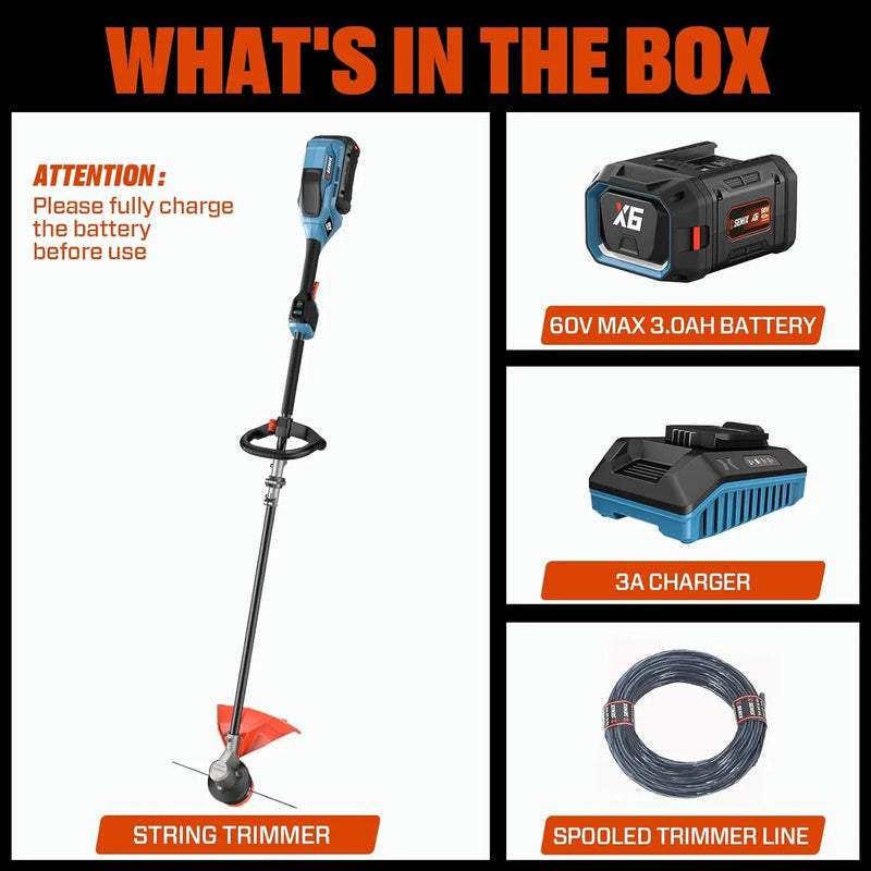 SENIX String Trimmer Cordless, X6 60V Max* 16-Inch Weed Wacker & Edger, Brushless, Variable Speed, Aluminum Shaft, Bump Feed, 3.0 Ah Lithium-ion Battery and Charger Included (GTX6-M) by GreenHaven Gardens
