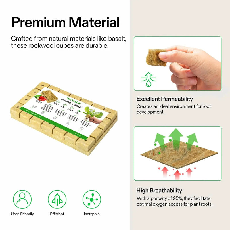 VIVOSUN 1.6 Inch Rockwool Cubes, Grow Cubes for Hydroponics, Cuttings, Cloning, Plant Propagation, Seed Startling, 8 Sheets 224 Plugs by GreenHaven Gardens