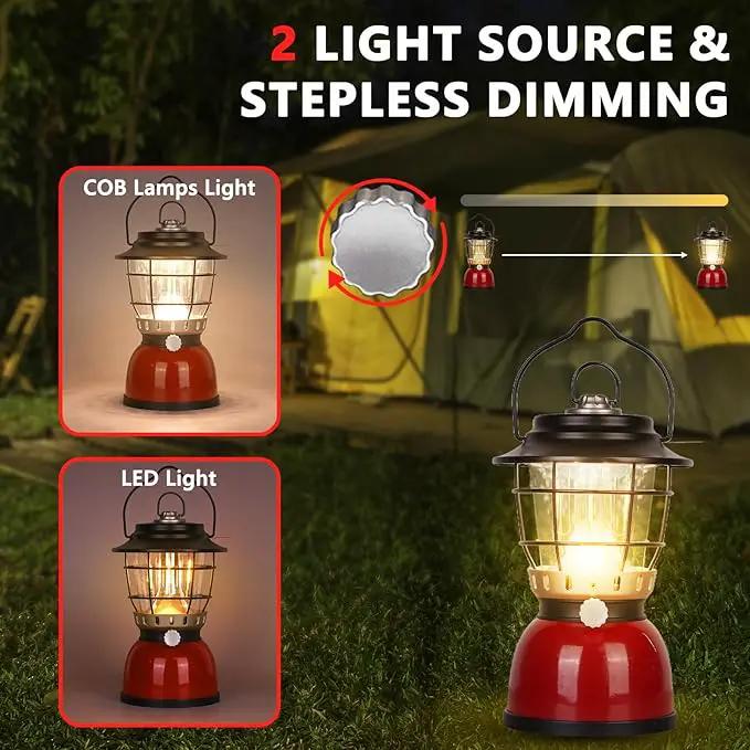 LED Camping Lantern Rechargeable Stepless Dimming Vintage Tent Lamp, 4000mAh Power Bank, IPX5 Waterproof Portable Hanging Camping Tent Light for Camping Hiking Emergency and Power Outage by GreenHaven Gardens