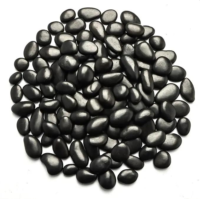 River Rocks 5 Lb, Pebbles for Indoor Plants 0.5"-1.4", Black Rocks for Outdoor Landscaping, Decorative Stones Vase Filler, Fish Tank, Fountain, Succulents, Flower Bed, Black by GreenHaven Gardens