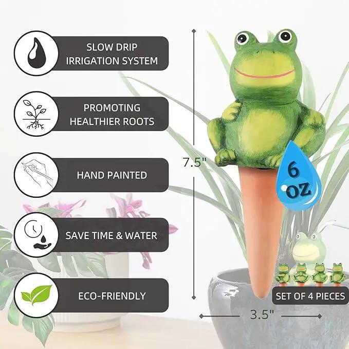 4-Pack Frog Plant Watering Globes Decorative Self Watering Spikes Planter Insert Terracotta Plant Watering Devices Automatic Plant Waterer for Indoor Outdoor Plants by GreenHaven Gardens