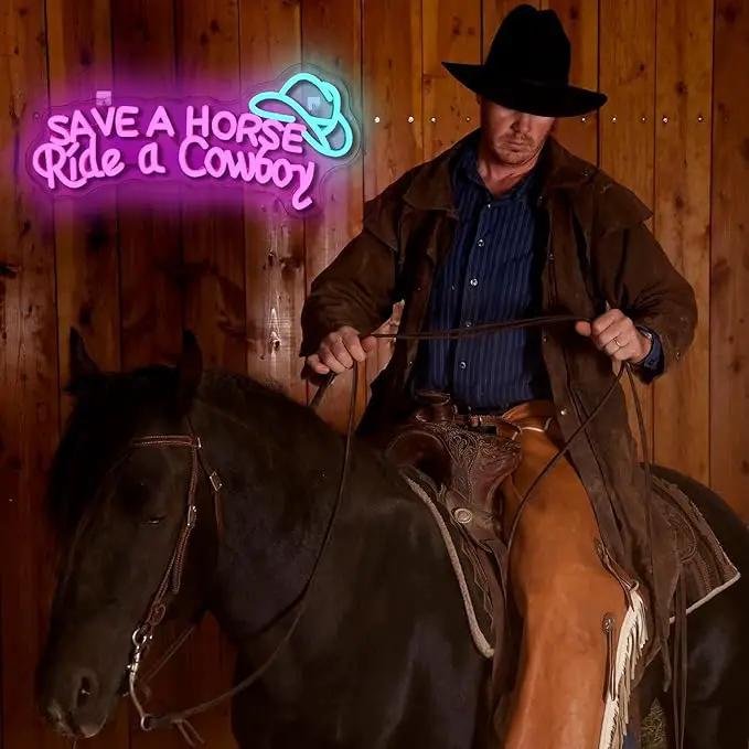 WLHOPE Save A Horse Ride A Cowboy Neon Sign Adjustable Brightness Led Sign,Neon Signs for Wall Decor,Connectivity Via USB Licked Neon Light for Bedroom Home Bar Club Hotel Party Decor by GreenHaven Gardens