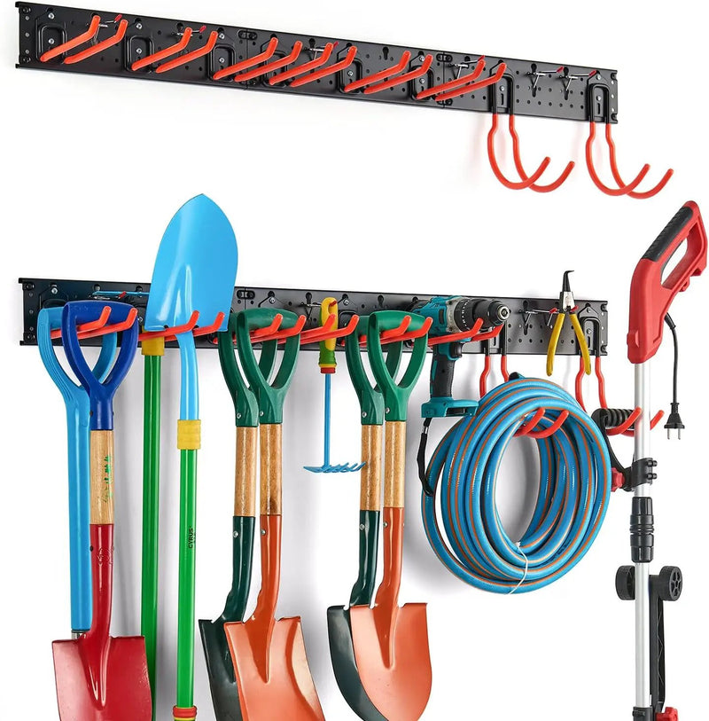 Ultrawall Multi-Storage Garage Hooks, Utility Rack with Multiple Installation Methods, Wall-Mounted Garden Tool Organizer System for Shovels, Rakes, Ladders,17pcs by GreenHaven Gardens