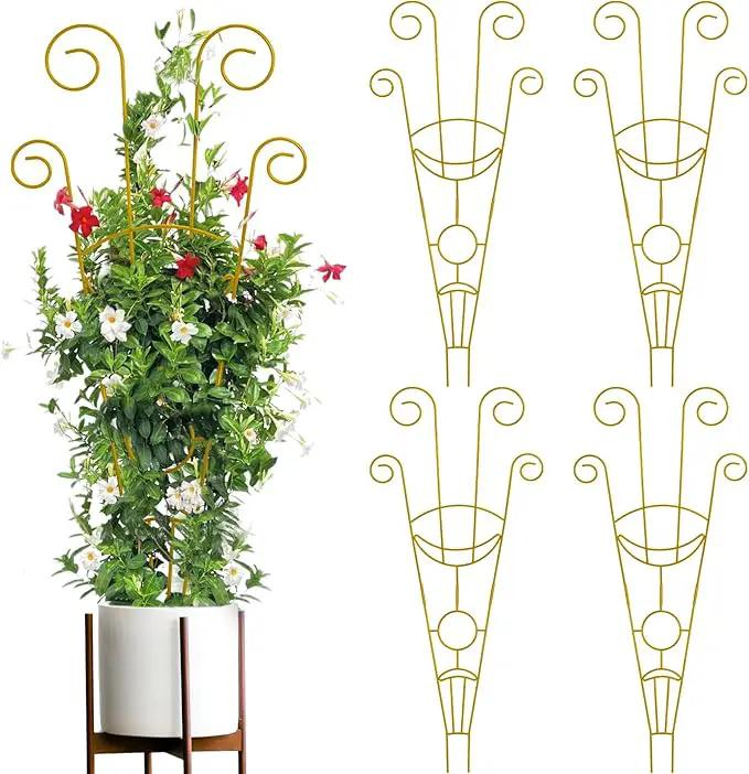 ZOUTOG Trellis for Climbing Plants Indoor 30 Inch, Houseplant Trellis for Potted Plants Metal 4Pcs for Vine Ivy Flower Support,Moon Shape,Golden by GreenHaven Gardens