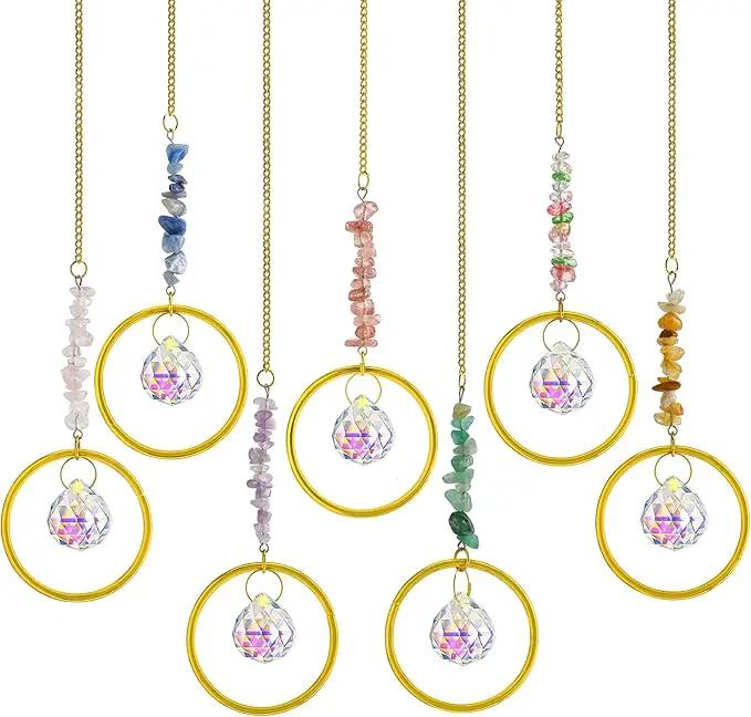 7PCS Crystal Suncatchers Rainbow Maker Healing Crystals for Window Prism Balls Indoor Outdoor Hanging Ornament Pendant Decor for Home, Garden, Wedding, Christmas by GreenHaven Gardens