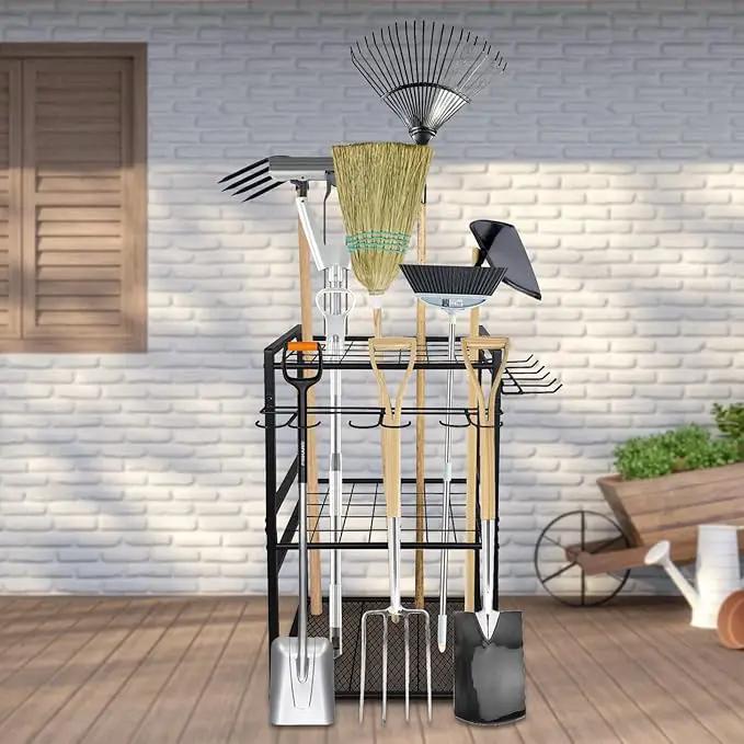 3 Tier Garden Tool Organizer, Yard Tool Tower Rack, Tool organizer up to 78 Tools, Heavy Duty Garden Tool Organizer for Garage, Yard, Patio, Shed, Indoors and Outdoors, Black by GreenHaven Gardens