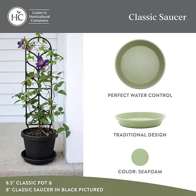 The HC Companies 14 Inch Round Plastic Classic Plant Saucer - Indoor Outdoor Plant Trays for Pots - 14"x14"x2.5" Seafoam by GreenHaven Gardens