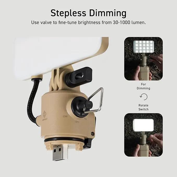 ELECOM NESTOUT Outdoor Camping LED Panel Flashlight w/ Mini Tripod, Dimmable USB Powered LED Light, IP44 Water Dust Resistant, 30-1000 Lumen, Portable Lantern for NESTOUT Power Bank, Beige (Flash-1) by GreenHaven Gardens