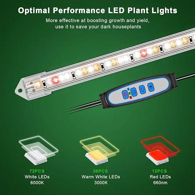 Grow Lights for Indoor Plants, 16 in Full Spectrum Plant Grow Light Strips with Upgrade Timer 6 12 16 Hrs, 5 Dimmable Levels, 120 LEDs Sunlight Plant Lamp for Indoor Greenhouse, Seedlings by GreenHaven Gardens