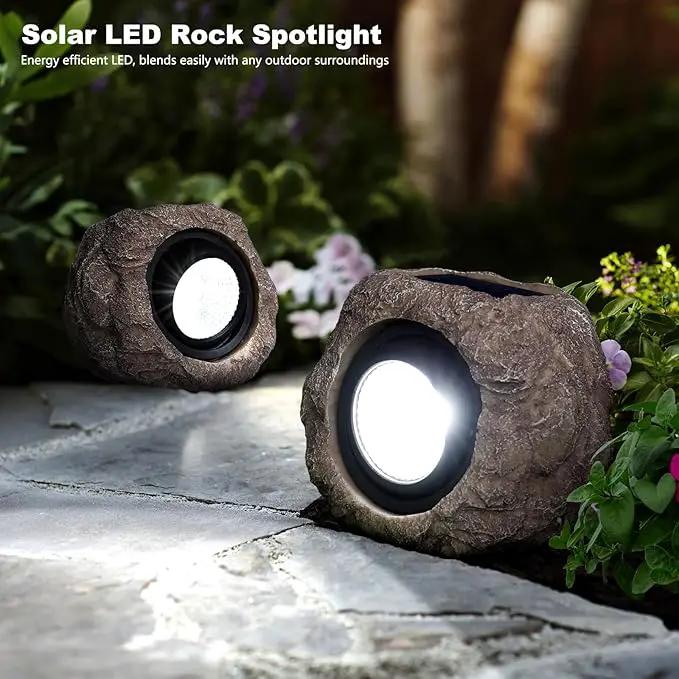 2 Pack Solar Rock Lights, Outdoor Decorative Garden Spotlights for Pathway, Walkway, Yard, Landscape, Patio by GreenHaven Gardens